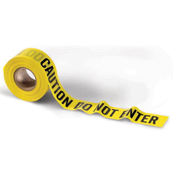 Presco Barricade Tape, 2.5 mil, "Caution Do Not Enter", Yellow, 1/Roll