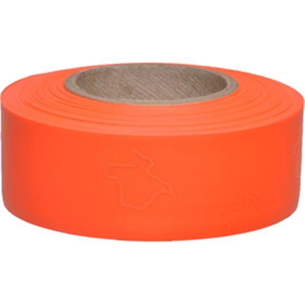 Presco Solid-Color Roll Flagging, PresGlo, Texas, 1 3/16" x 150', Orange Glo, 12/Case